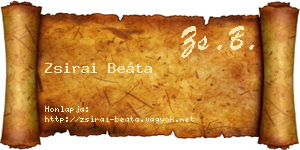 Zsirai Beáta névjegykártya